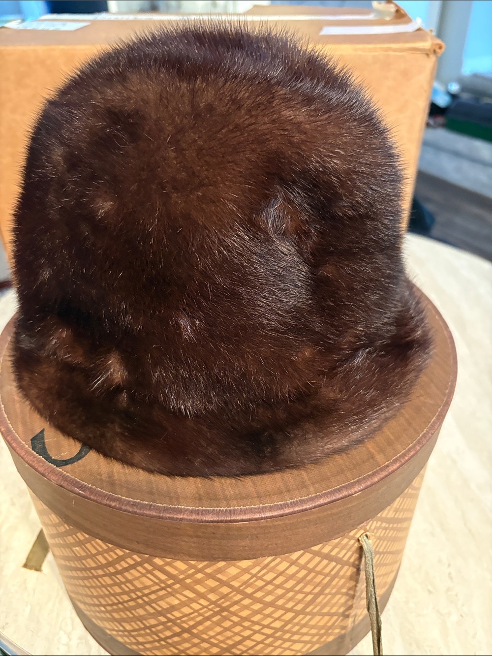 Women's Brown Fur Bucket Hat